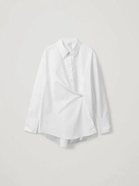 COS Asymmetrical Wrap White Button-Down Shirt with